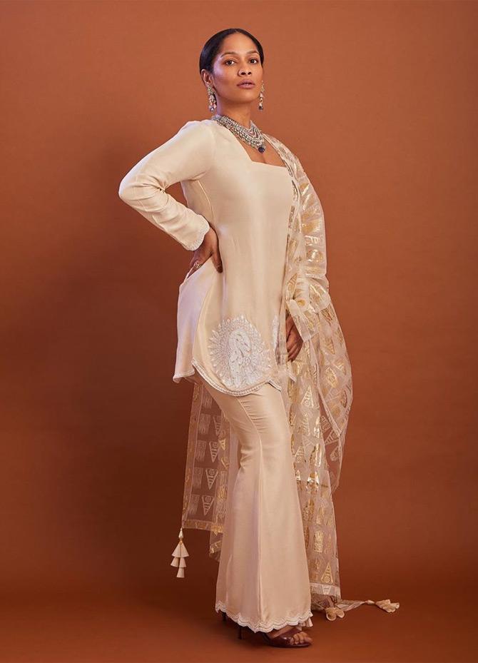 On the occasion of Eid, Fashion designer Masaba Gupta shared a beautiful picture of herself dressed in beautiful attire as she extended the wishes of Eid to all her fans and followers. She captioned the image: 