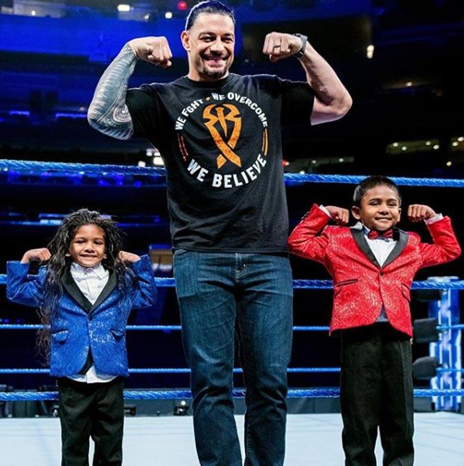 In December 2014, Roman Reigns got married to  Galina Joelle Becker. He has a daughter and twin sons.
In picture: Roman Reigns with his sons