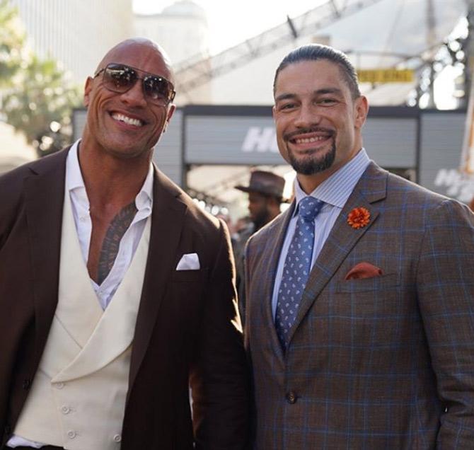 Roman Reigns hails from a family of wrestlers. His cousins are Dwayne 'The Rock Johnson', Yokozuna, Umaga and The Usos, Naomi and Tamina Snuka. 
In picture: Roman Reigns with Dwayne 'The Rock' Johnson