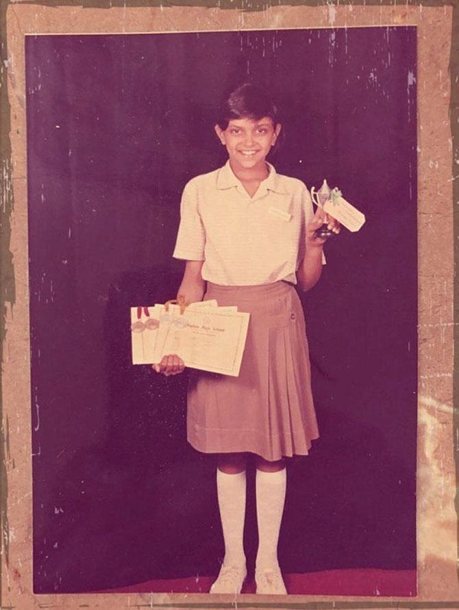 Here's Deepika looking all cute and lanky in her school uniform! Looks like she's won some prizes and certificates too. Swipe on to know what she won these prizes for...
