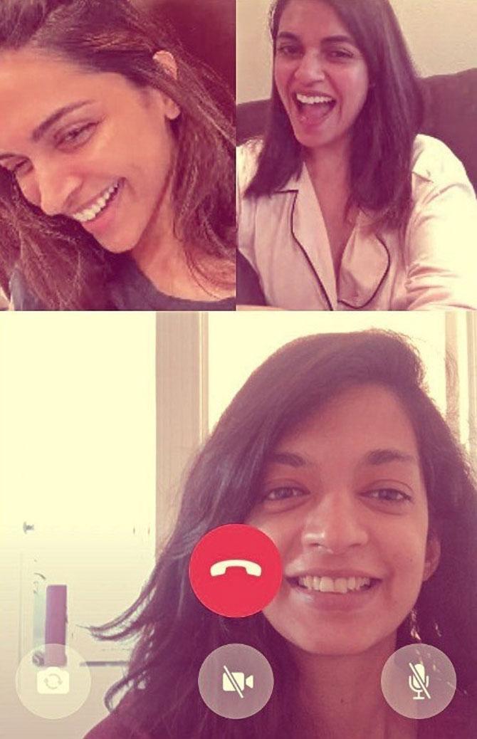 Deepika Padukone has also been spending her lockdown time catching up with her closest friends, Divya and Sneha. Doesn't she look completely in her element talking to her friends on a video call?