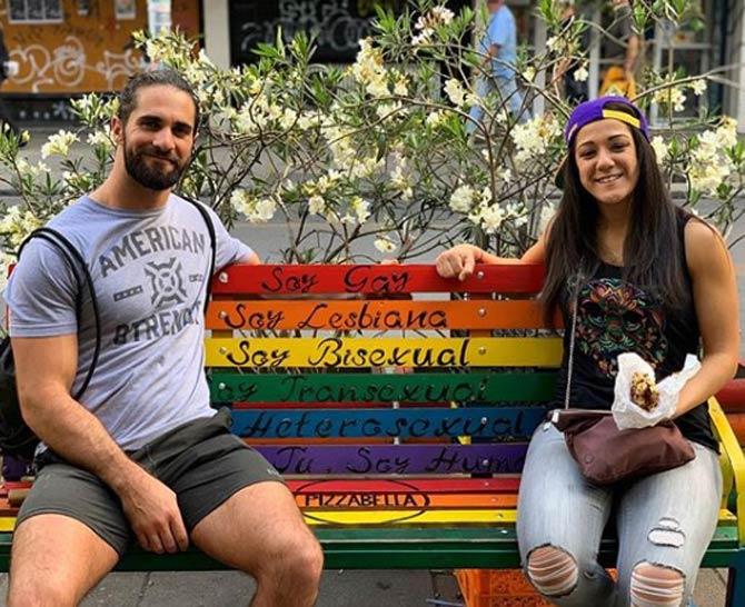 In February 2019, Seth Rollins opened up a coffee shop in his hometown and named it 329 Dport.
In picture: Seth Rollins with Bayley