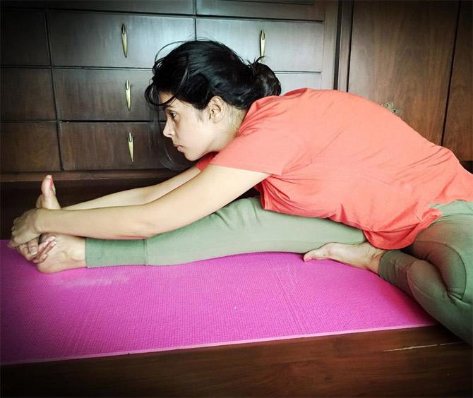 Mallika Sherawat has also been working out daily. Her basic fitness regime includes performing yogas and asanas. 