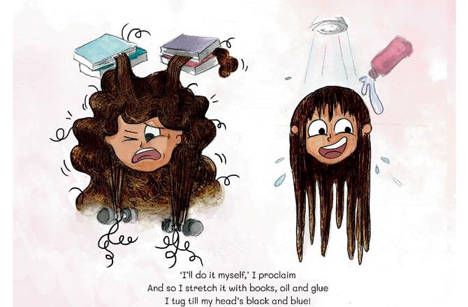 Rujuta Thakurdesai retained the coir-like texture of the hair throughout the book. Illustrations/Rujuta Thakurdesai