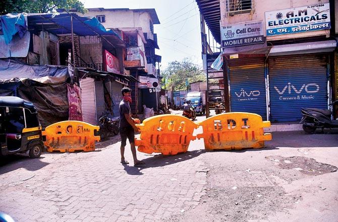A street in Gilbert Hill lane, Juhu Galli, which is among the seven sealed slums. Pics/Pradeep Dhivar