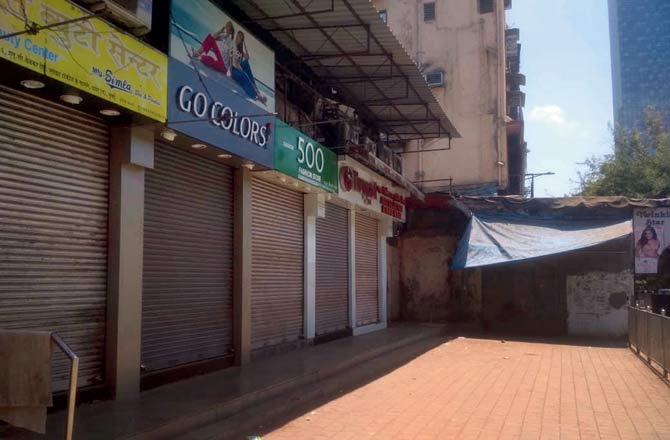 Shuttered shops in Dadar