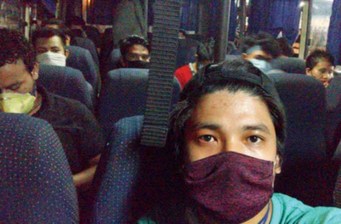 Angom Baleshwor Singh on the bus to Imphal