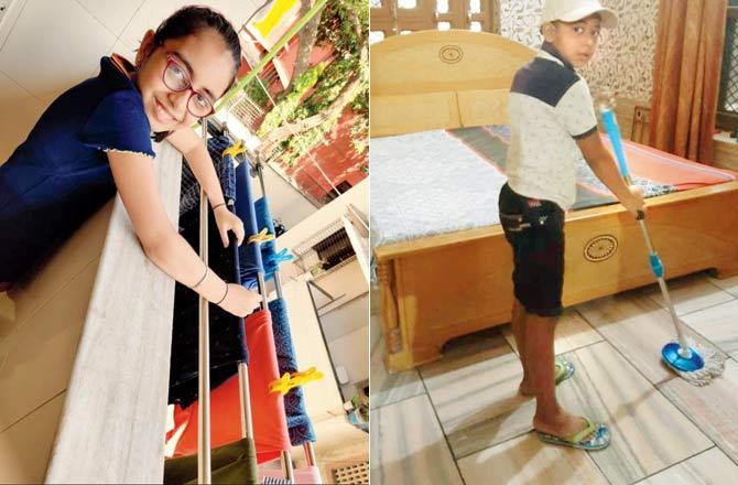 Kids engage themselves in household chores