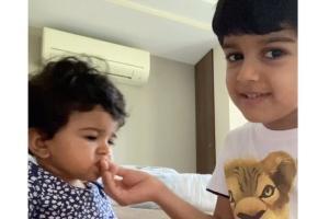 Sameera Reddy teaches her kids Hans and Nyra 'sharing is caring'