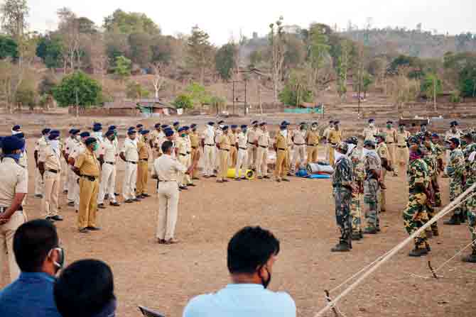 Police search for others involved in the lynching at Gadchinchale village. FILE PIC