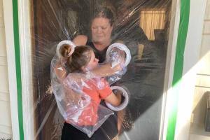 Coronavirus: Girl makes 'hug curtains' for grandparents, wins hearts