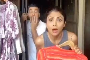 Shilpa Shetty shares a funny video of hubby, domestic help and kissing