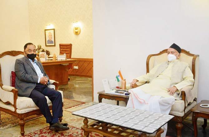 Narayan Rane with Governor Bhagat Singh Koshyari on Monday
