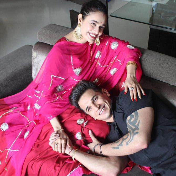 Yuvika Chaudhary got a shiny diamond as a gift from hubby Prince Narula on Karva Chauth. She posted this picture and wrote alongside, 