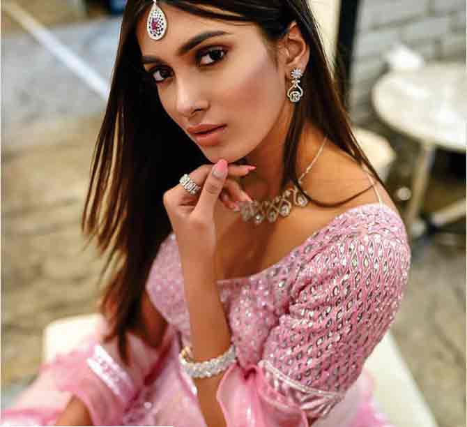 Lehenga: Miss India Maharashtra 2019 Vaishnavi Andhale shows how to look splendid in a light pink lehenga and gem-studded jewellery.