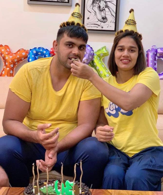 On her husband Vivek Suhag's birthday, Babita Phogat took to Instagram to share candid photos of the celebrations. She wrote, 