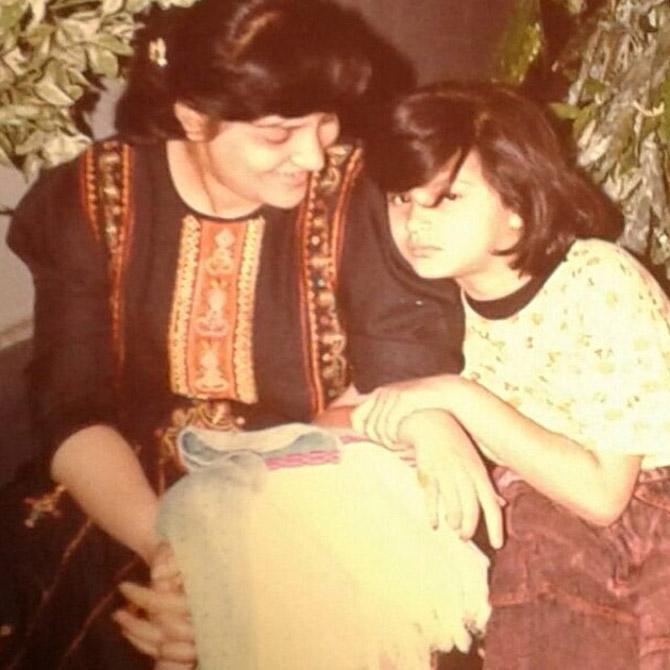 She decided to move to Mumbai to pursue her dreams, which was followed by her period of struggle. Just like most people who come to Mumbai, Aashka too stayed as a paying guest in various places, before she finally bagged a role in Sab TV's Akting Akting.
In picture: A throwback picture of Aashka Goradia's childhood with her mum.
