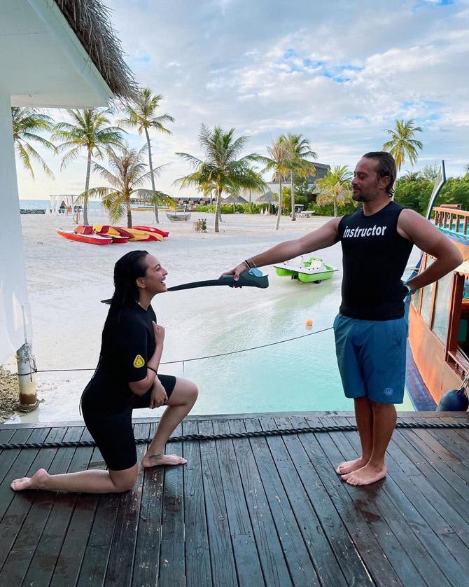 During her vacay, Sonakshi Sinha learnt scuba diving, something she had been wanting to do for years. 