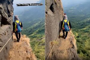 Narrow trekking trail of Maha's Bhairavgad fort leaves netizens amazed