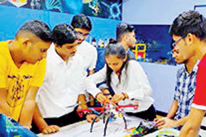 A drone workshop held at the (right) Nehru Science Centre in 2019