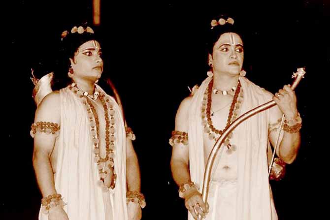 Himanshu (right) playing Lord Ram, circa 2002; (Top left) A still from OpeRama