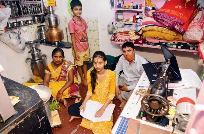 BMC school student Poornima Gupta lives with her father Pawan, mother Geeta and brother Yash in their home at Teacher