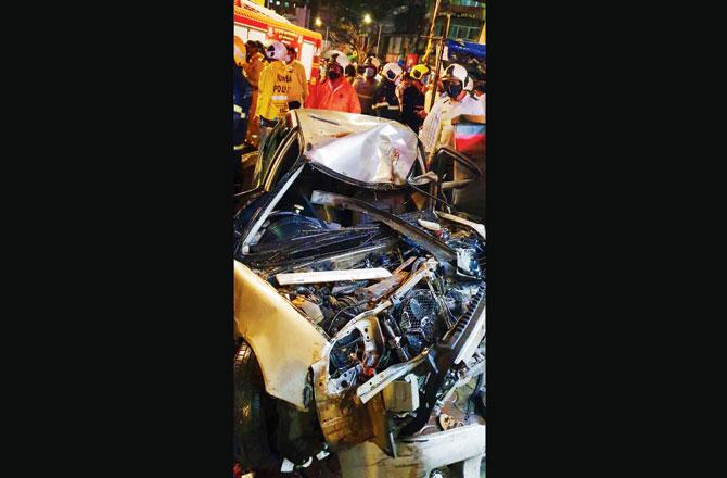 Sameer crashed his car into Cafe Janata at Crawford market after hitting a woman