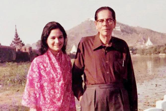 Madhuri Bose with her father Amiya Nath Bose at the site of the old Mandalay Jail where Netaji was imprisoned