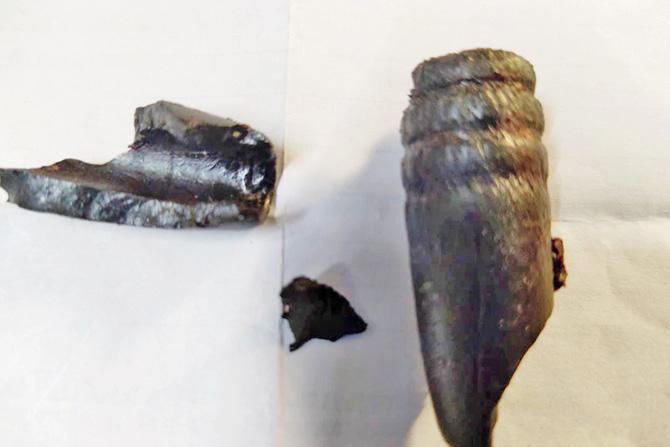 the pieces of gear shifter rubber found in Ajad Singh’s leg