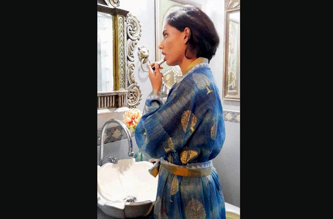 A saree upcycled into a kimono