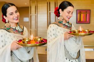 Kangana Ranaut looks radiant as she welcomes 'devi' home on Diwali 2020