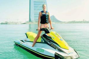 Tennis babe Kristina Mladenovic enjoys jet-ski ride in Dubai