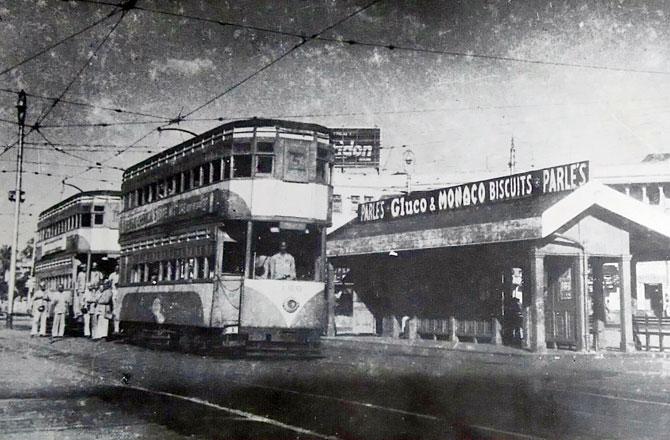 Double decker electric tram, introduced in 1920, at Dadar TT. Still popular since 1932