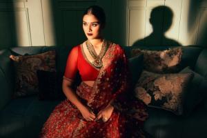 Saiee Manjrekar emanates beauty and grace in a stunning red lehenga