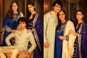 Sara's royal pose with brother Ibrahim, mom Amrita in festive photo-op