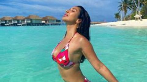 Sophie Choudry Sex Video - Sophie Choudry walks into a 'paradise' in her red bikini; shares pic