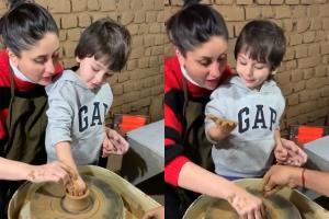 Taimur tries his hands at pottery; Kareena shares adorable video