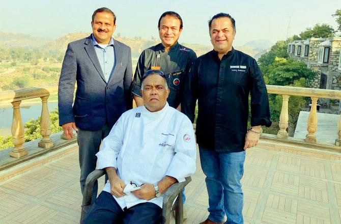 Coelho (seated) with his students hotelier Tushar Bhandari, chef Salil Fadnis and celebrity chef Vicky Ratnani