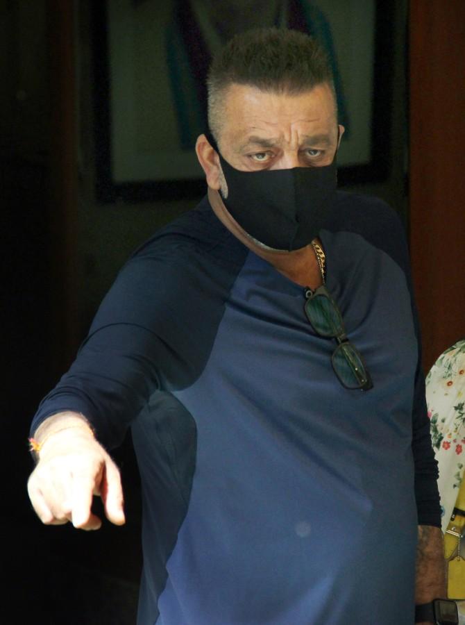 Sanjay Dutt and his wife Maanayata Dutt were clicked at the actor's residence in Bandra, Mumbai. Sanjay Dutt and Maanayata left for Dubai on September 16, 2020, to meet their twin kids - Shahraan and Iqra Dutt. They returned a few days back (All pictures: Yogen Shah).