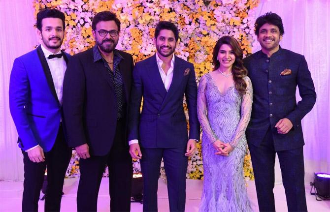 On November 12, 2017, almost after a month of tying the knot, power couple Samantha Ruth Prabhu and Naga Chaitanya hosted a grand wedding reception for the film industry in their hometown, Hyderabad. It was a star-studded affair with the who's who of Telugu cinema in attendance. It wasn't only for the celebrities, but the wedding reception was also graced by eminent sports personalities, prominent politicians, and businessmen.