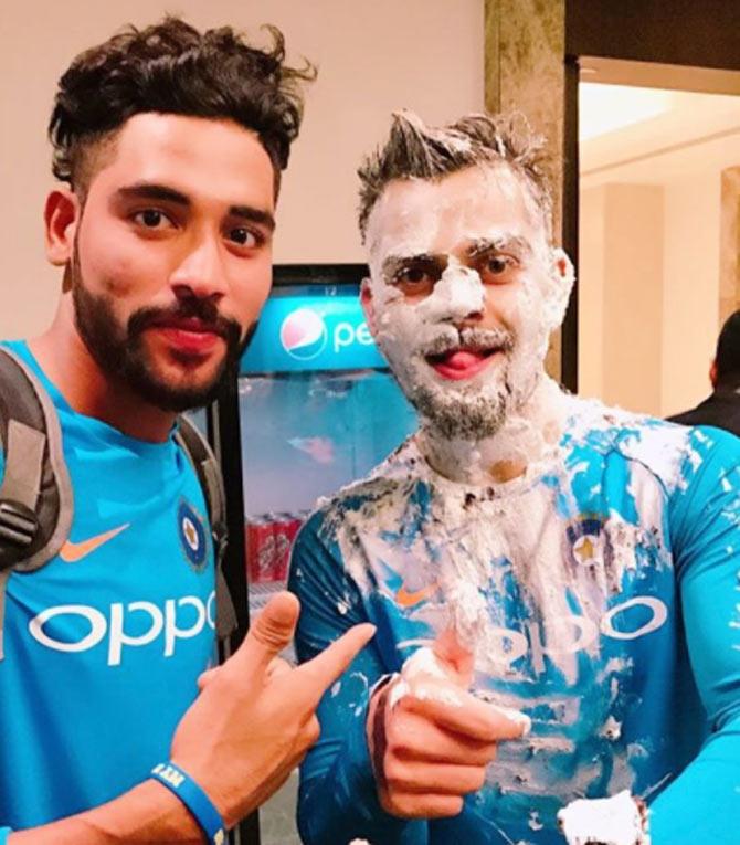In his debut IPL season in 2017, Mohammed Siraj impressed SRH with 10 wickets in 6 matches he played with figures of 4/32 - his all-time IPL best.
In picture: Mohammed Siraj with Virat Kohli