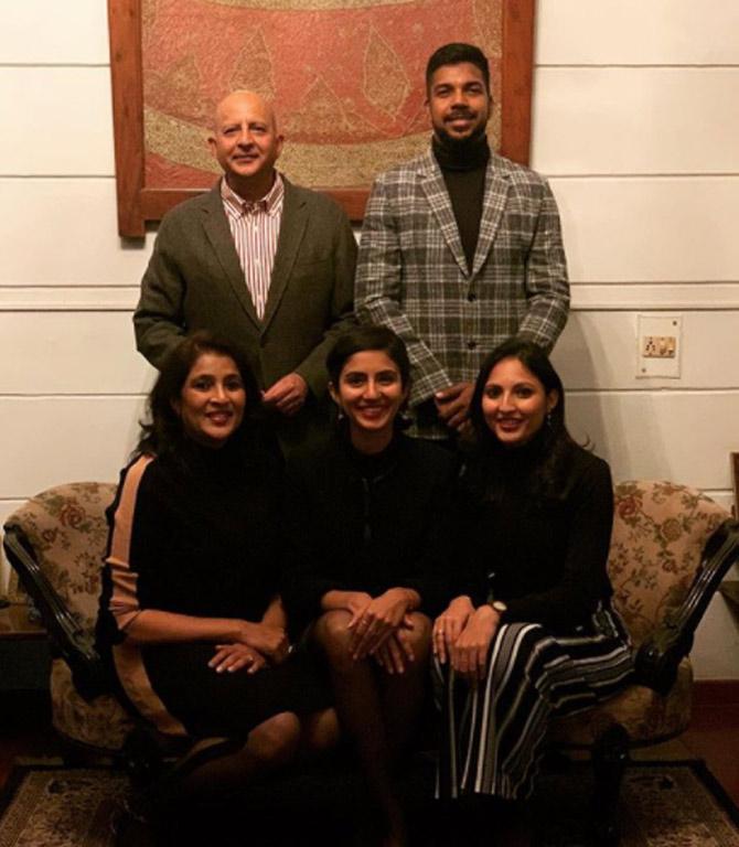 In his T20 career, Varun Aaron has played 84 matches  with 87 wickets to his name at an average of 27.98. His best figures are 3/16.
In picture: Varun Aaron with wife Ragini Singh and family during Christmas 2019.