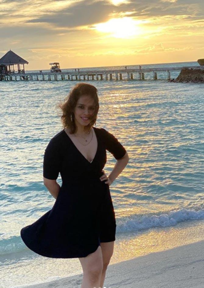 Saina Nehwal also put on her glamourous quotient on and was posing for many photos in Maldives