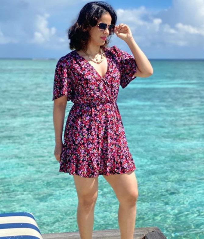 Saina Nehwal was seen playfully running around on the beach of Maldives and also claimed to be having a 'lovely time'.