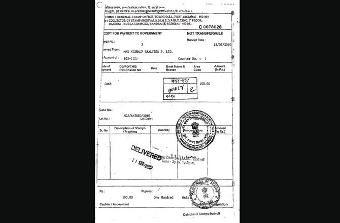 The conveyance deed document shows the cost at which Nishalp Realties bought the land from Mascarenhas family