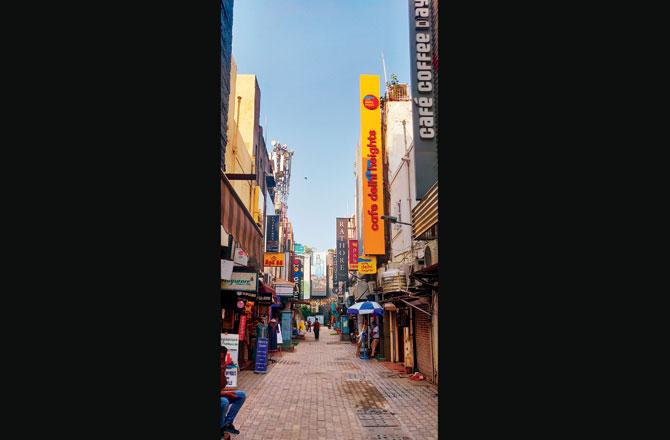 The usually bustling Khan Market wears a deserted look