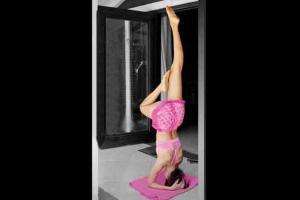 Tickled pink! Ananya Panday attempts a headstand in all-pink yoga gear