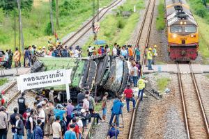 Bangkok bus-train collision kills 18