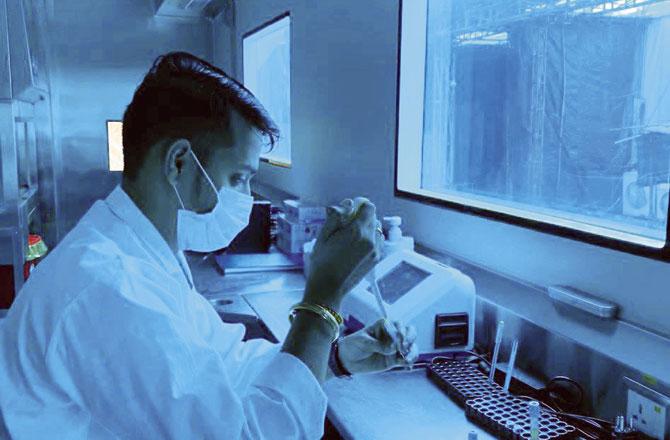 Staff at work inside the  Virus Immunology Testing Advanced Laboratory