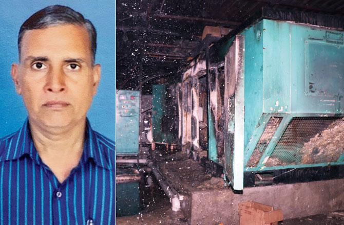 Virendra Singh; (right) the generator of Apex Hospital in Mulund that caught fire